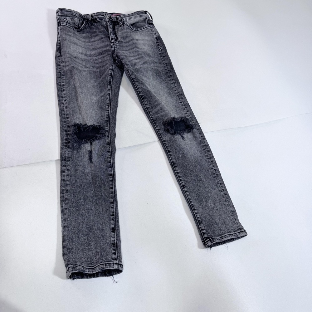 Pilcro Jeans Womens 27 Gray Slim Boyfriend Distressed Stretch Charcoal Denim